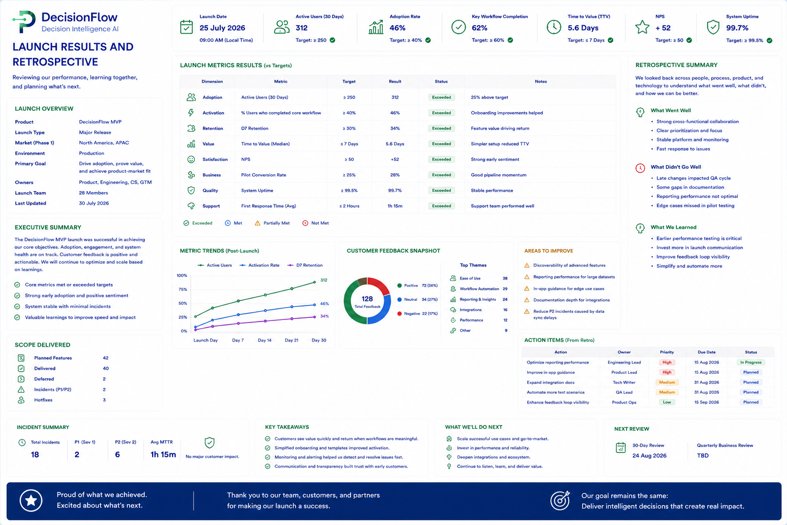Launch Results and Retrospective preview